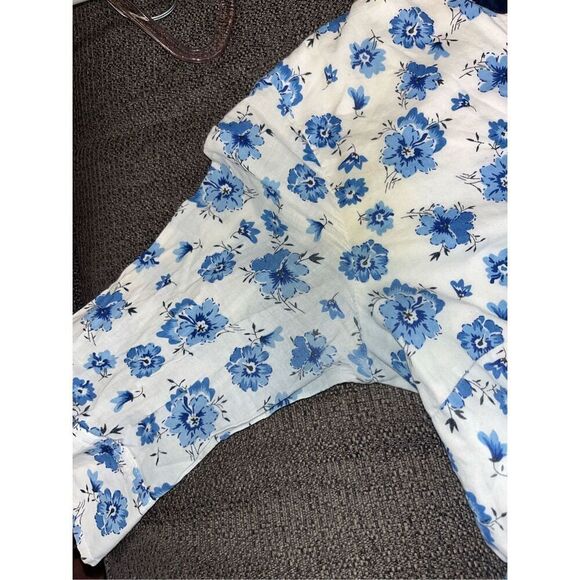 eShakti Blue White Floral Shirt Dress Custom (Small?) ** - Picture 4 of 4